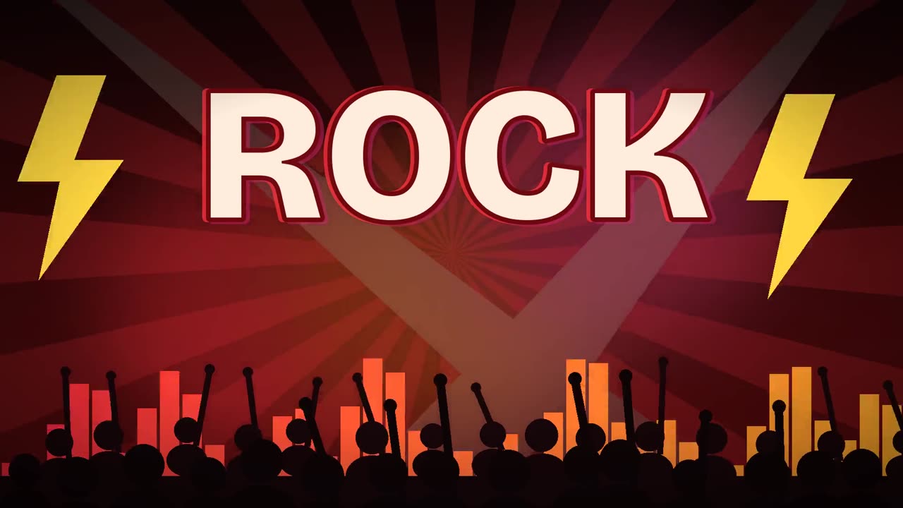 A frame from the ticketFOMO film: the word ROCK over a crowd with raised hands